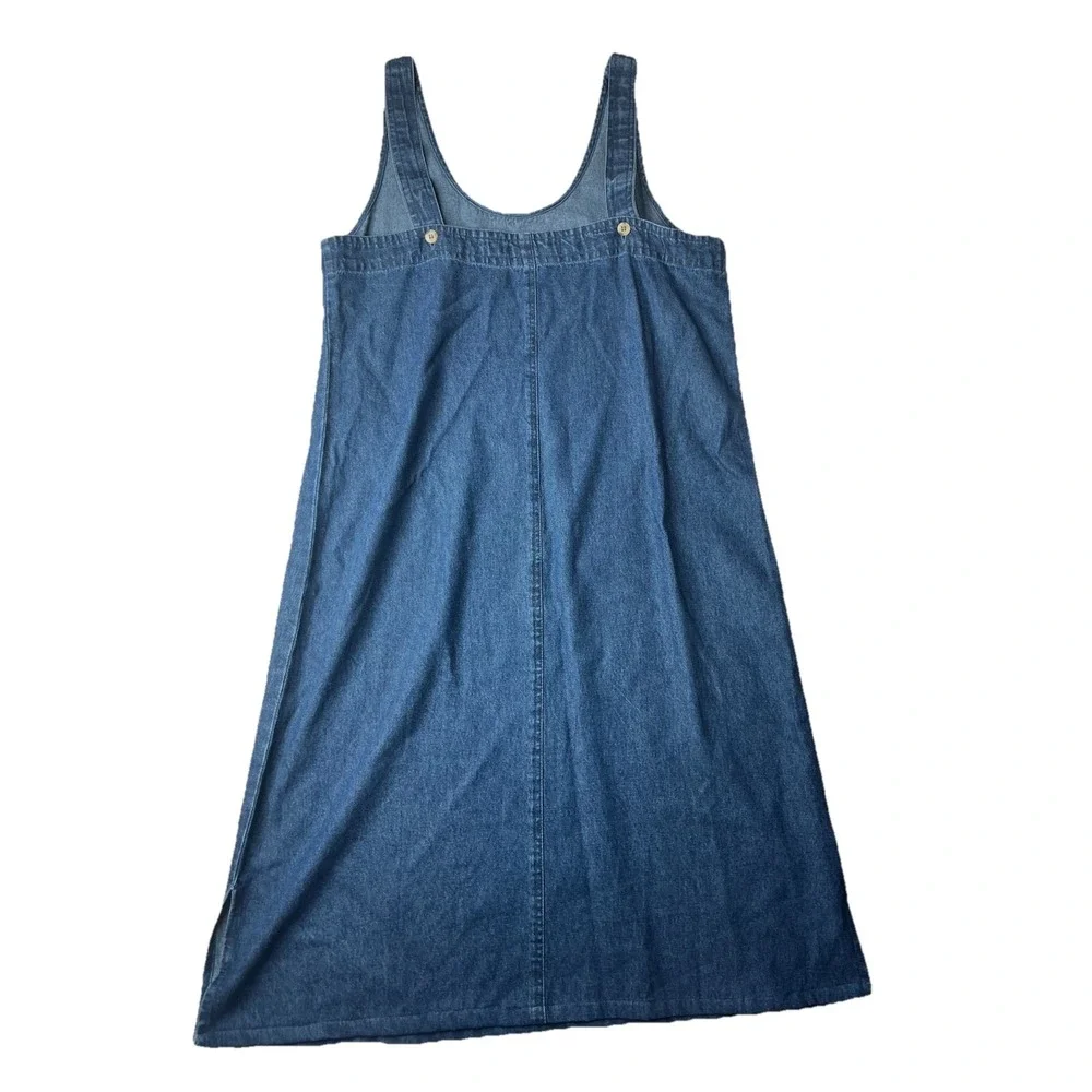 Vtg Floral Embroidered Denim Dress Sunflower Y2K Size Medium Denim Du Jour‎ Jean